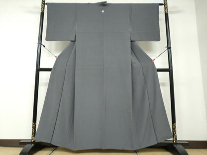 平和屋着物●上質な色無地 紋意匠 墨色 正絹 逸品 DAAW5090ud