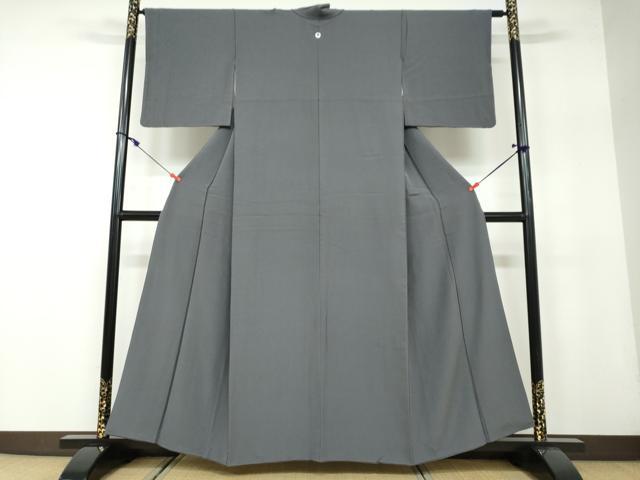 平和屋着物●上質な色無地 紋意匠 墨色 正絹 逸品 DAAW5090ud
