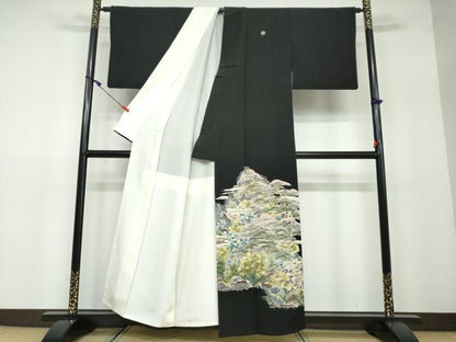 平和屋着物●本加賀友禅作家 東藤 岳 黒留袖 風景樹林文 正絹 逸品 DAAW5111ud