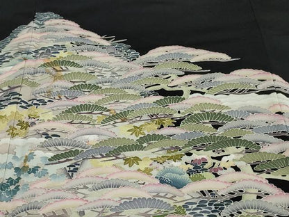 平和屋着物●本加賀友禅作家 東藤 岳 黒留袖 風景樹林文 正絹 逸品 DAAW5111ud