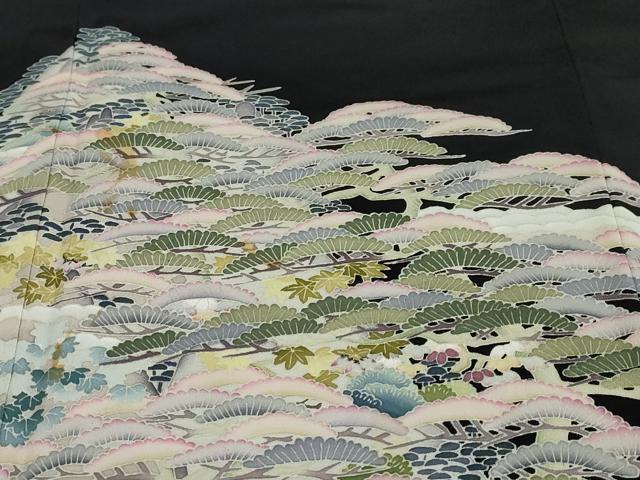 平和屋着物●本加賀友禅作家 東藤 岳 黒留袖 風景樹林文 正絹 逸品 DAAW5111ud