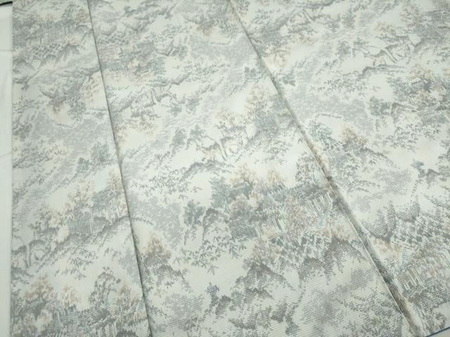 平和屋着物●上質な紬　風景樹林文　正絹　逸品　DAAW5116ud