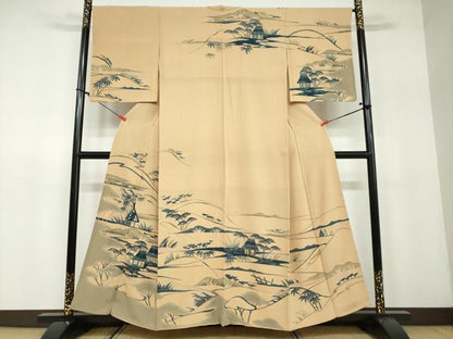 平和屋着物●訪問着 型染め 風景文 銀彩 正絹 逸品 DAAW5122ud