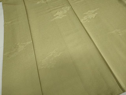 平和屋着物●上質な色無地　雲霞色紙重ね地紋　根岸色　正絹　逸品　DAAW5123ud