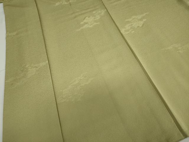 平和屋着物●上質な色無地　雲霞色紙重ね地紋　根岸色　正絹　逸品　DAAW5123ud