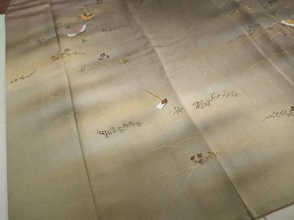 平和屋着物●訪問着 刺繍 草花文 暈し染め 金彩 鬼しぼ縮緬 正絹 逸品 DAAW5124ud