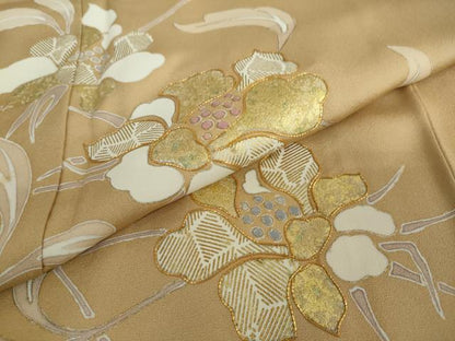 平和屋着物●訪問着　駒刺繍　枝花文　金彩　正絹　逸品　DAAW5135ud