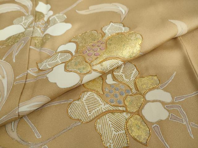 平和屋着物●訪問着　駒刺繍　枝花文　金彩　正絹　逸品　DAAW5135ud
