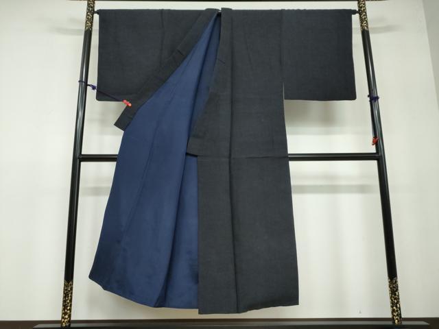 平和屋着物●男性 紬 鉄紺色 正絹 逸品 DAAW5143ud