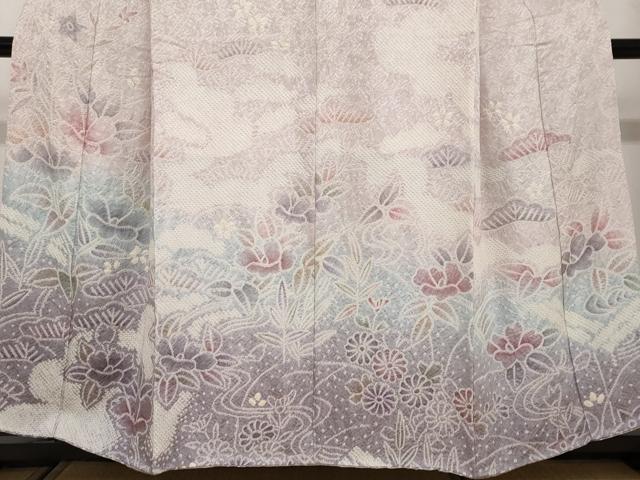 平和屋着物●訪問着　総絞り　雲霞草花文　正絹　逸品　DAAW5172ud