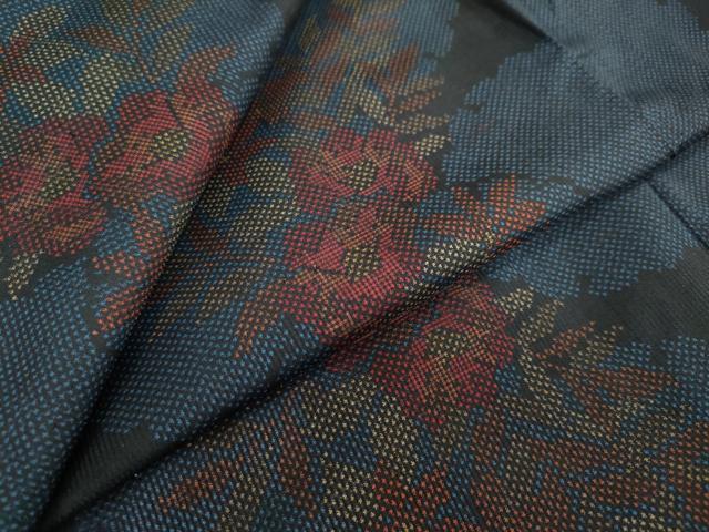 平和屋着物●本場大島紬 7マルキ 雪輪草花文 正絹 逸品 DAAW5191ud