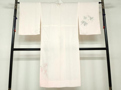 平和屋着物●長襦袢 無双仕立て 手描き 枝花文 正絹 逸品 DAAW5203ud