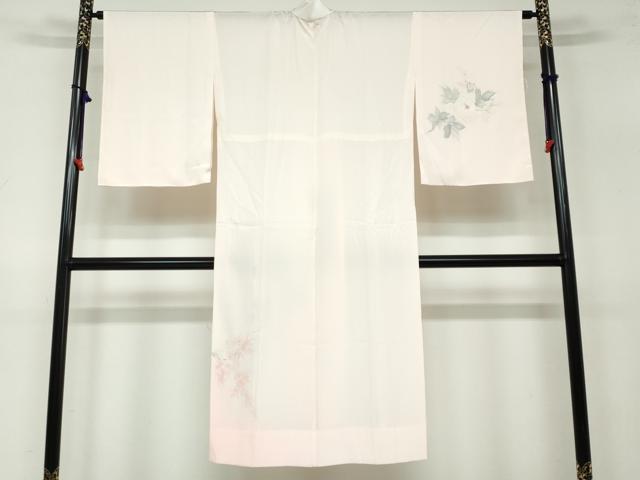 平和屋着物●長襦袢 無双仕立て 手描き 枝花文 正絹 逸品 DAAW5203ud