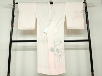 平和屋着物●長襦袢 無双仕立て 手描き 枝花文 正絹 逸品 DAAW5203ud
