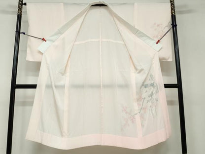 平和屋着物●長襦袢 無双仕立て 手描き 枝花文 正絹 逸品 DAAW5203ud