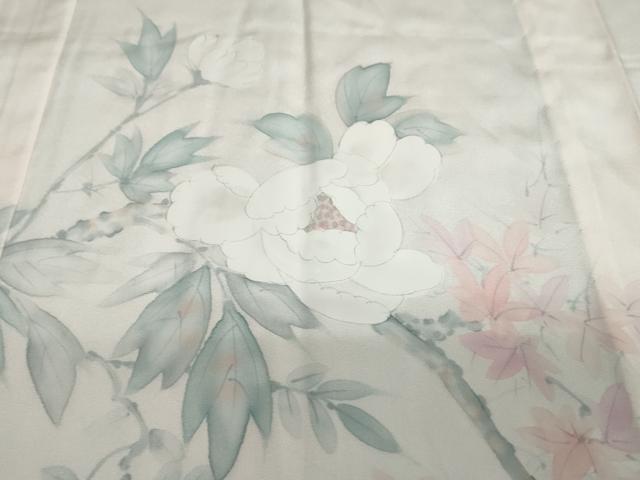 平和屋着物●長襦袢 無双仕立て 手描き 枝花文 正絹 逸品 DAAW5203ud