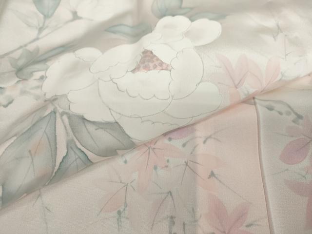 平和屋着物●長襦袢 無双仕立て 手描き 枝花文 正絹 逸品 DAAW5203ud