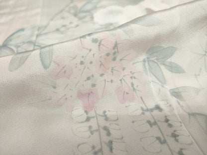 平和屋着物●長襦袢 無双仕立て 手描き 枝花文 正絹 逸品 DAAW5203ud