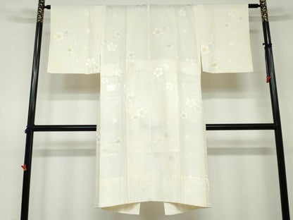 平和屋着物●長襦袢　無双仕立て　七宝舞桜文　暈し染め　正絹　逸品　DAAW5220ud
