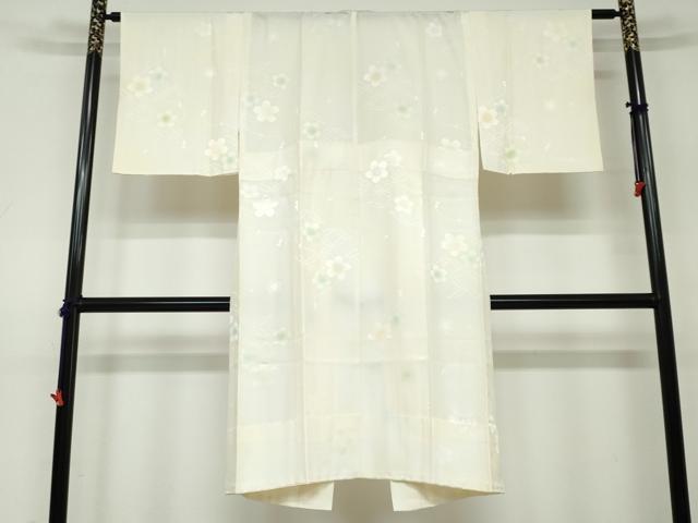平和屋着物●長襦袢　無双仕立て　七宝舞桜文　暈し染め　正絹　逸品　DAAW5220ud