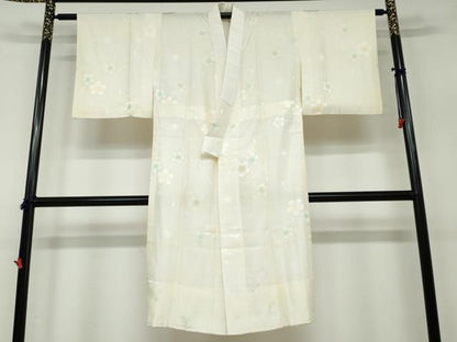 平和屋着物●長襦袢　無双仕立て　七宝舞桜文　暈し染め　正絹　逸品　DAAW5220ud