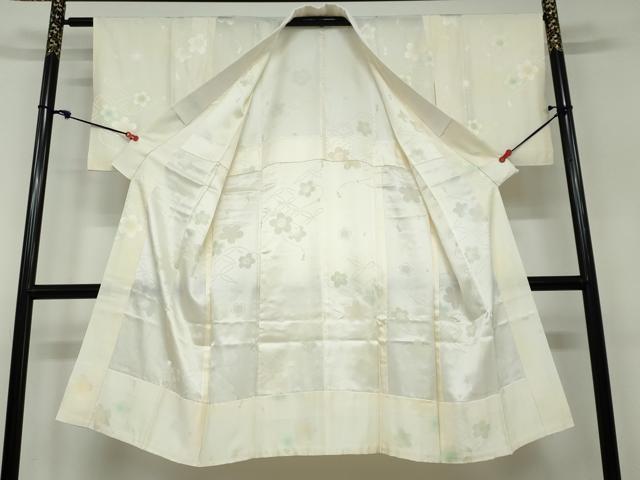 平和屋着物●長襦袢　無双仕立て　七宝舞桜文　暈し染め　正絹　逸品　DAAW5220ud