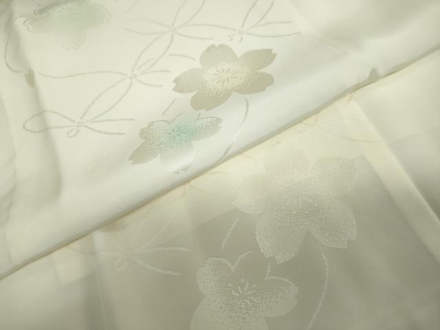 平和屋着物●長襦袢　無双仕立て　七宝舞桜文　暈し染め　正絹　逸品　DAAW5220ud