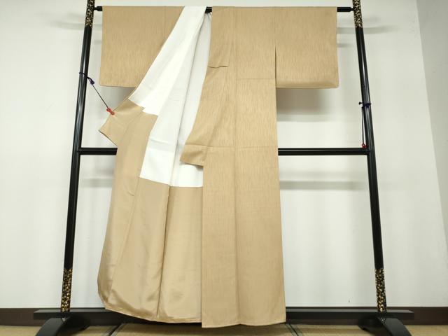 平和屋着物●上質な色無地 霞地紋 朽葉色 正絹 逸品 DAAW5239ud