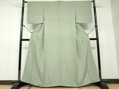 平和屋着物●上質な色無地 風景草花地紋 柳茶色 正絹 逸品 DAAW5240ud