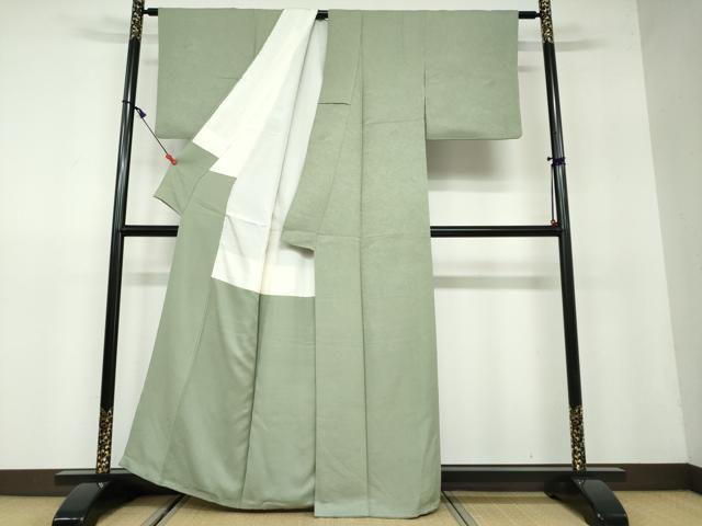 平和屋着物●上質な色無地 風景草花地紋 柳茶色 正絹 逸品 DAAW5240ud