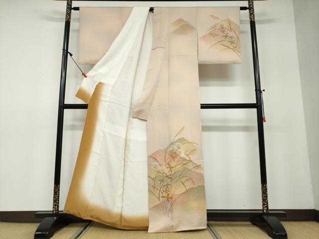 平和屋着物●訪問着 ろうけつ染め 遠山草花文 正絹 逸品 DAAW5253ud