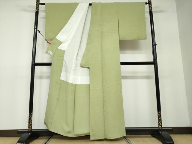 平和屋着物●上質な色無地　草花地紋　根岸色　やまと誂製　正絹　逸品　DAAW5254ud