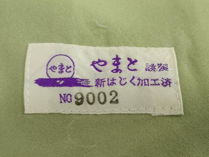平和屋着物●上質な色無地　草花地紋　根岸色　やまと誂製　正絹　逸品　DAAW5254ud