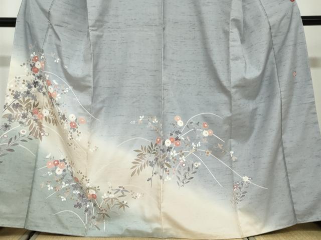 平和屋着物●石川県指定無形文化財　牛首紬　白山工房　手織り　訪問着　草花文　暈し染め　正絹　逸品　未使用　DAAW5259ud