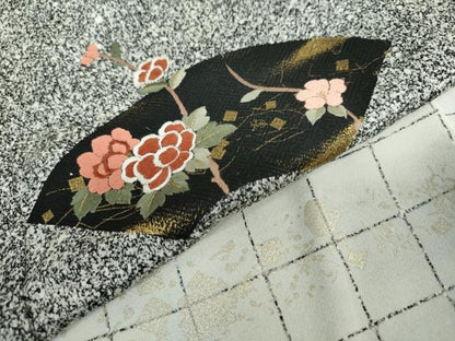 平和屋着物●訪問着　市川團十郎　地紙草花文　たたき染め　金彩　鈴乃屋扱い　正絹　逸品　DAAW5289ud