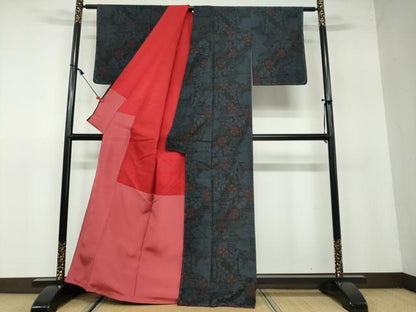 平和屋着物●本場大島紬　雲霞草花文　正絹　逸品　未使用　DAAW5301ud