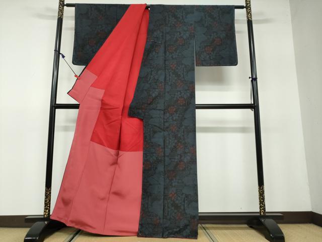 平和屋着物●本場大島紬　雲霞草花文　正絹　逸品　未使用　DAAW5301ud