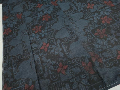 平和屋着物●本場大島紬　雲霞草花文　正絹　逸品　未使用　DAAW5301ud