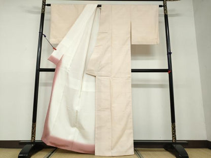 平和屋着物●上質な紬　薄卵色　正絹　逸品　DAAW5308ud