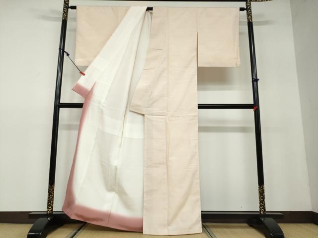 平和屋着物●上質な紬　薄卵色　正絹　逸品　DAAW5308ud