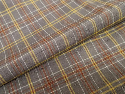 平和屋着物●上質な紬　格子文　正絹　逸品　DAAW5328ud