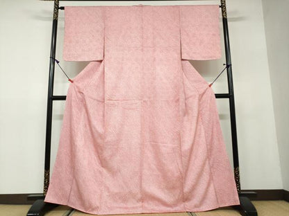 平和屋着物●大変加工の良い総絞り小紋　甚三紅色　正絹　逸品　DAAW5331ud