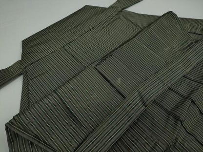 平和屋着物●男性　馬乗り袴　縞　正絹　逸品　DAAW5352ud
