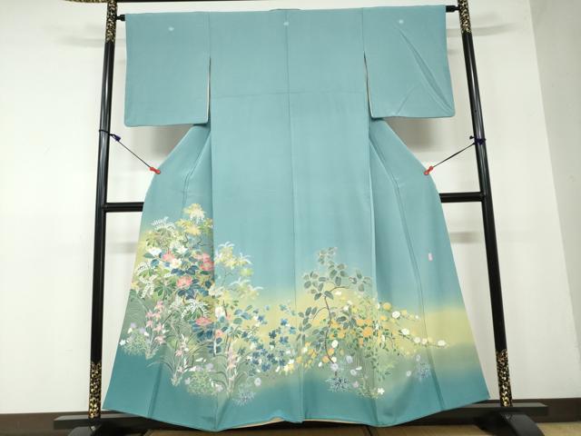 平和屋着物●十日町友禅作家　阿部佳雪　色留袖　草花文　暈し染め　正絹　逸品　DAAW5357ud