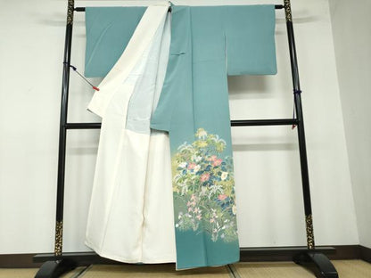 平和屋着物●十日町友禅作家　阿部佳雪　色留袖　草花文　暈し染め　正絹　逸品　DAAW5357ud