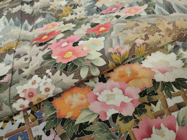 平和屋着物●本加賀友禅作家　土田外男　黒留袖　風景草花文　正絹　逸品　DAAW5361ud