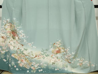 平和屋着物●豪華色留袖 駒刺繍 文箱草花文 暈し染め 金彩 正絹 逸品 DAAW5367ud