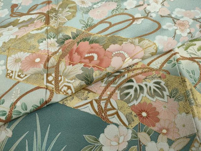 平和屋着物●豪華色留袖 駒刺繍 文箱草花文 暈し染め 金彩 正絹 逸品 DAAW5367ud