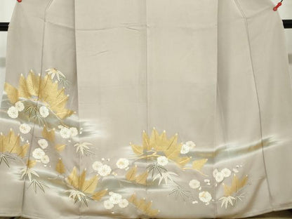 平和屋着物●豪華色留袖　駒刺繍　枝花文　暈し染め　金彩　正絹　逸品　DAAW5370ud