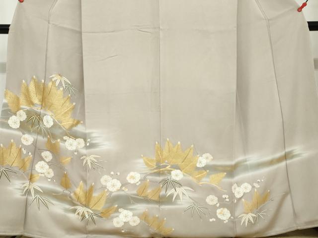 平和屋着物●豪華色留袖　駒刺繍　枝花文　暈し染め　金彩　正絹　逸品　DAAW5370ud